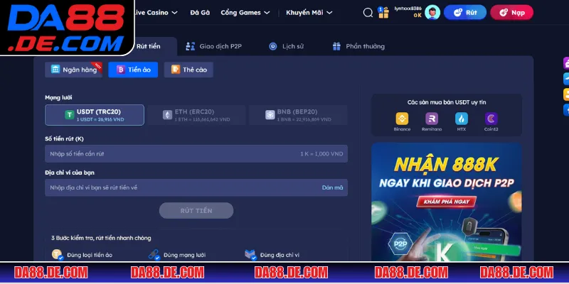 Quy trình thực hiện để nhận thưởng bằng Crypto